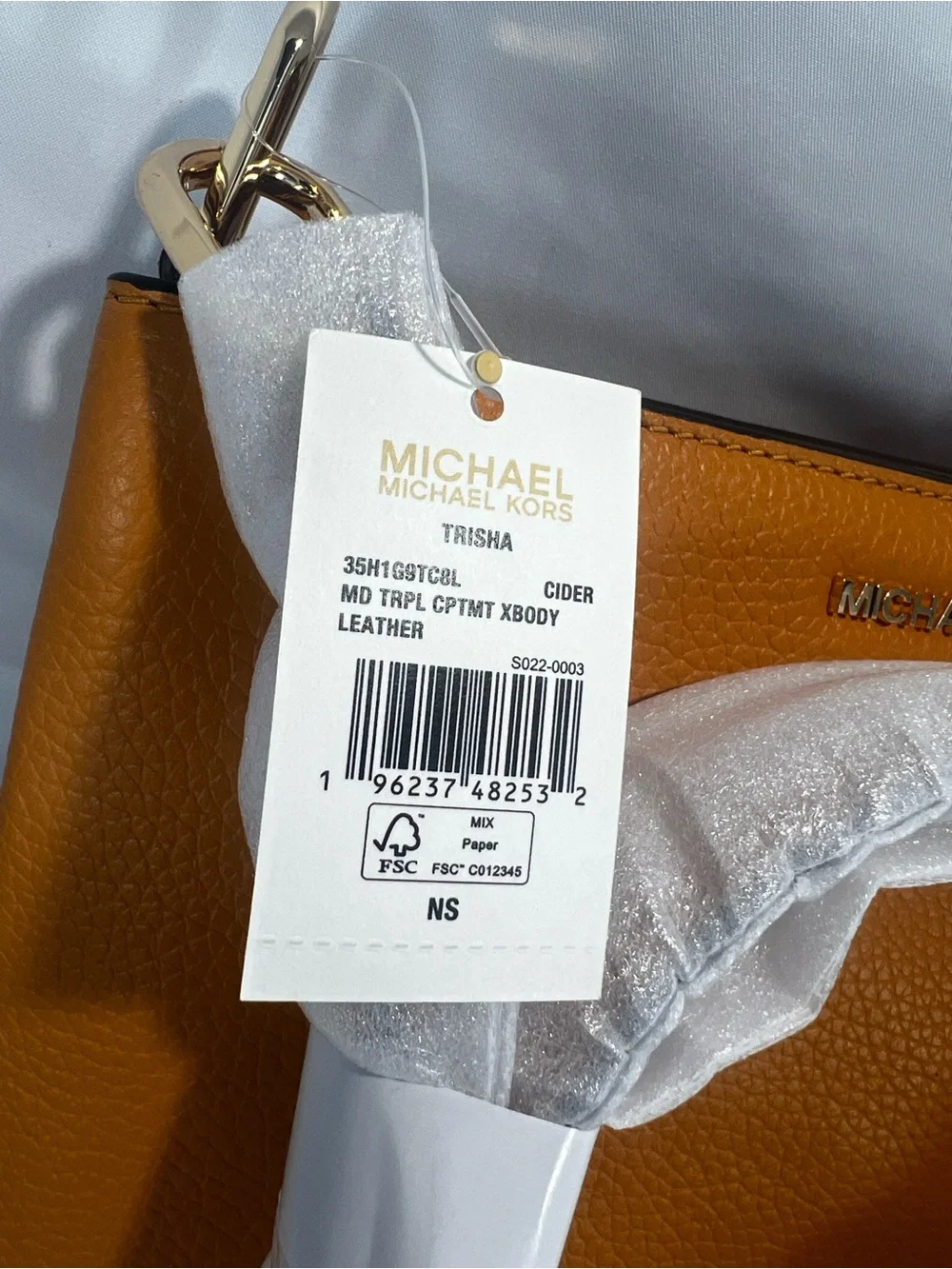 Michael Kors Trisha Medium Triple Compartment Crossbody in Cider leather